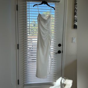 Long white dress with long slit